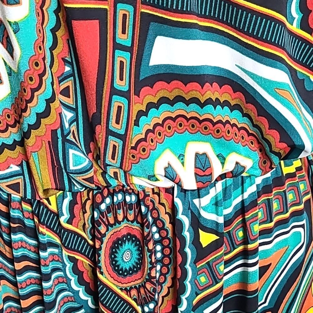 Luxe USA Colorful Abstract Art Jersey Dress, Size Large - Picture 5 of 10